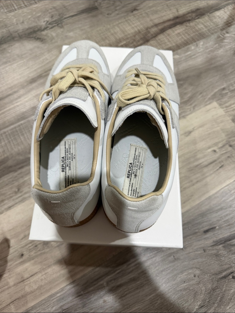 Maison Martin Margiela White and Light Gray Leather & Suede Sneakers - Picture 4 of 5